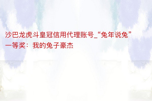 沙巴龙虎斗皇冠信用代理账号_“兔年说兔”一等奖：我的兔子豪杰