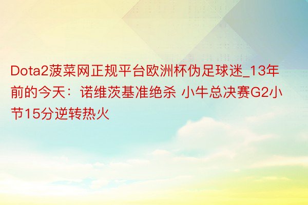Dota2菠菜网正规平台欧洲杯伪足球迷_13年前的今天：诺维茨基准绝杀 小牛总决赛G2小节15分逆转热火