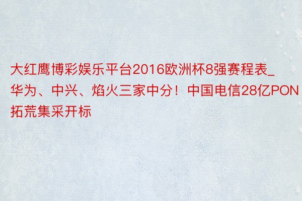 大红鹰博彩娱乐平台2016欧洲杯8强赛程表_华为、中兴、焰火三家中分！中国电信28亿PON拓荒集采开标